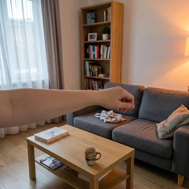 Le même avant-bras quelques mois plus tard, photographié un autre soir dans le même salon, la peau apaisée et plus régulière
