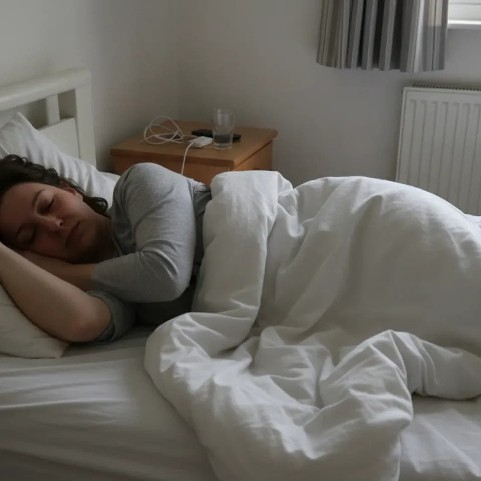 Quelqu'un qui dort dans un lit défait, une nuit enfin entière